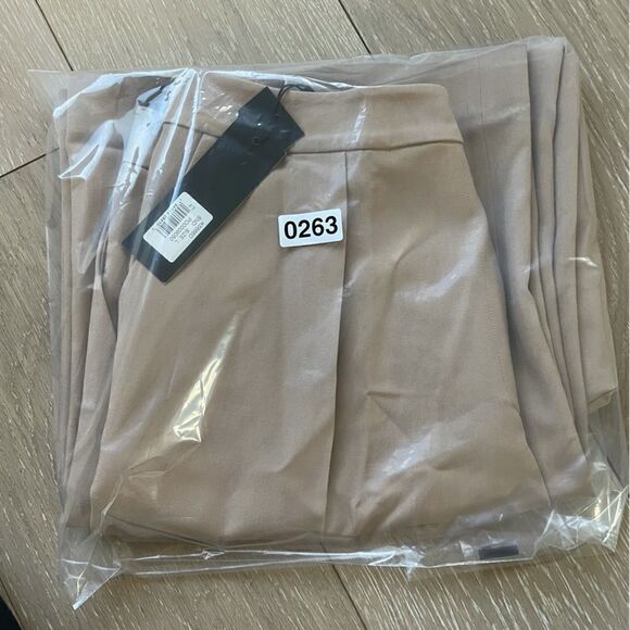 Tailored Wide Leg Twill Crepe Pant, Sand - Picture 10 of 10